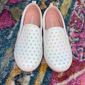 Old Navy Toddler Size 10 White and Rainbow Slip On